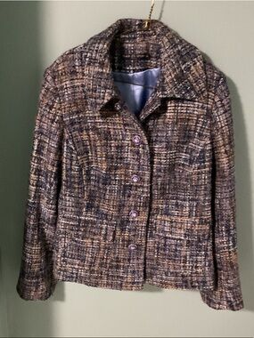 Women's Tweed Button-Front Jacket - Multi-Color